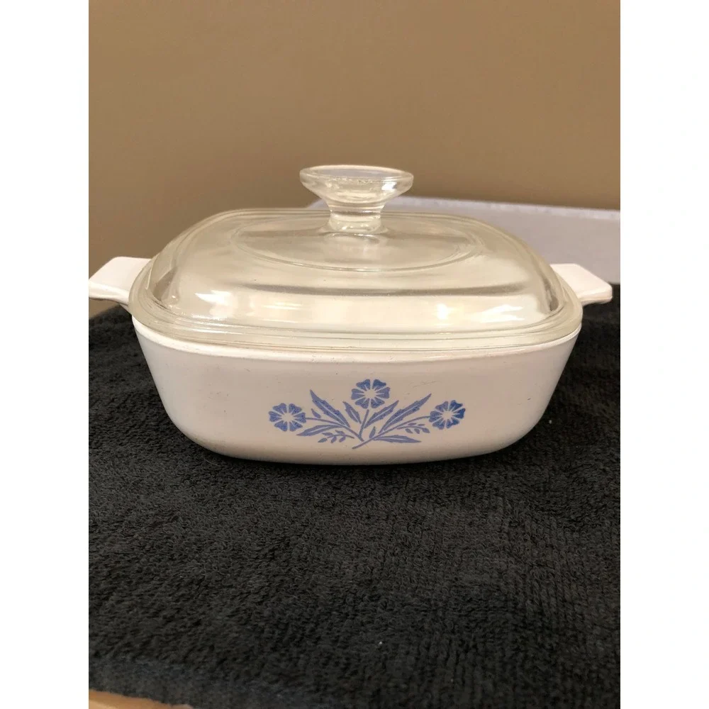 RARE 1960s VTG CORNING WARE Starburst 1 Qt Casserole Dish C-21 Blue Cornflower